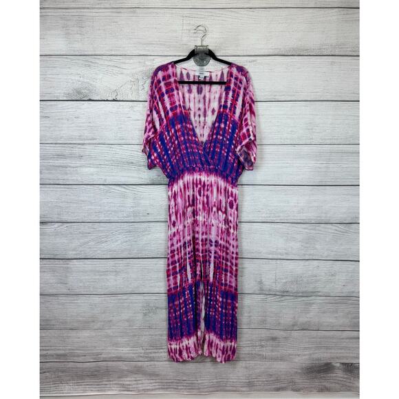 Forever 21 Plus Size Purple & Pink Tie Dye V-Neck Lightweight Dress Size 3X - Picture 1 of 9